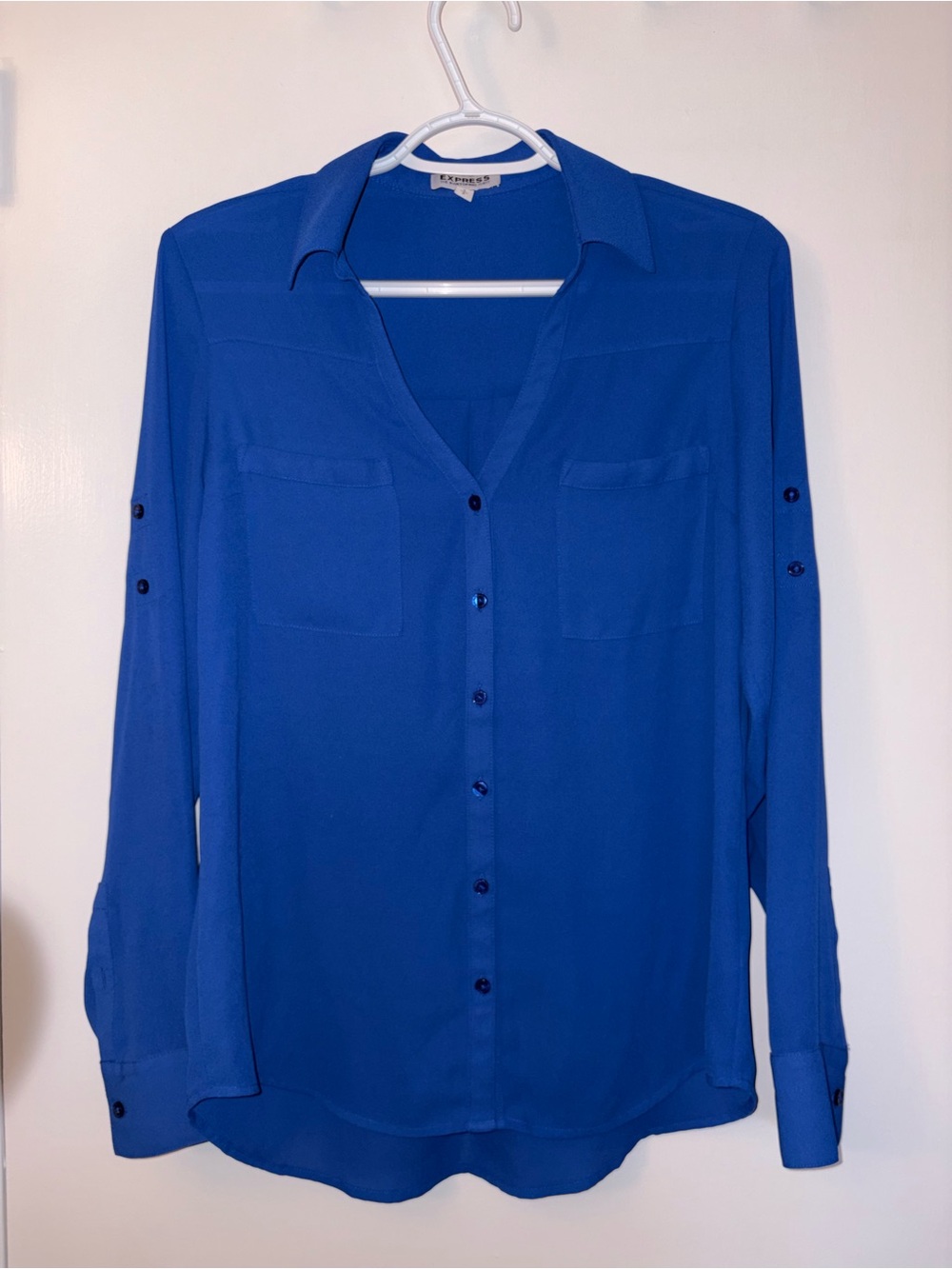 🍀4 for 25🍀 Express | Royal Blue Button-Up Blouse